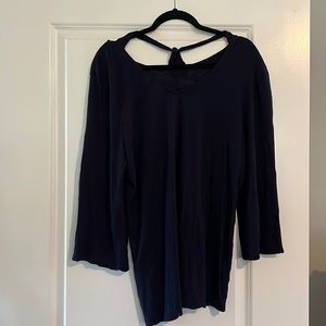 Chico’s Navy v-neck top with tie. Chico size 3 (XL)